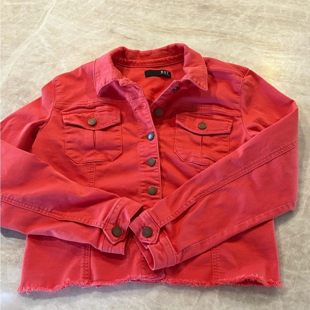 KUT women’s twill colored denim jacket. - Picture 8 of 16